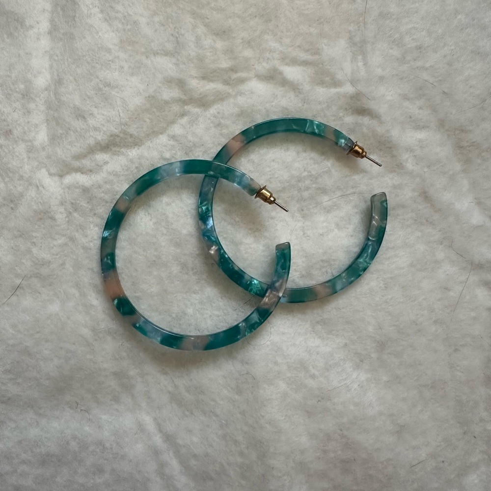 Green/ blue Hoop Earrings